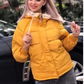 

Winter Jacket Women Parkas Mujer 2019 Loose Long sleeve Hooded Warm Padded Down Jacket Parka Female Cotton Coat Women