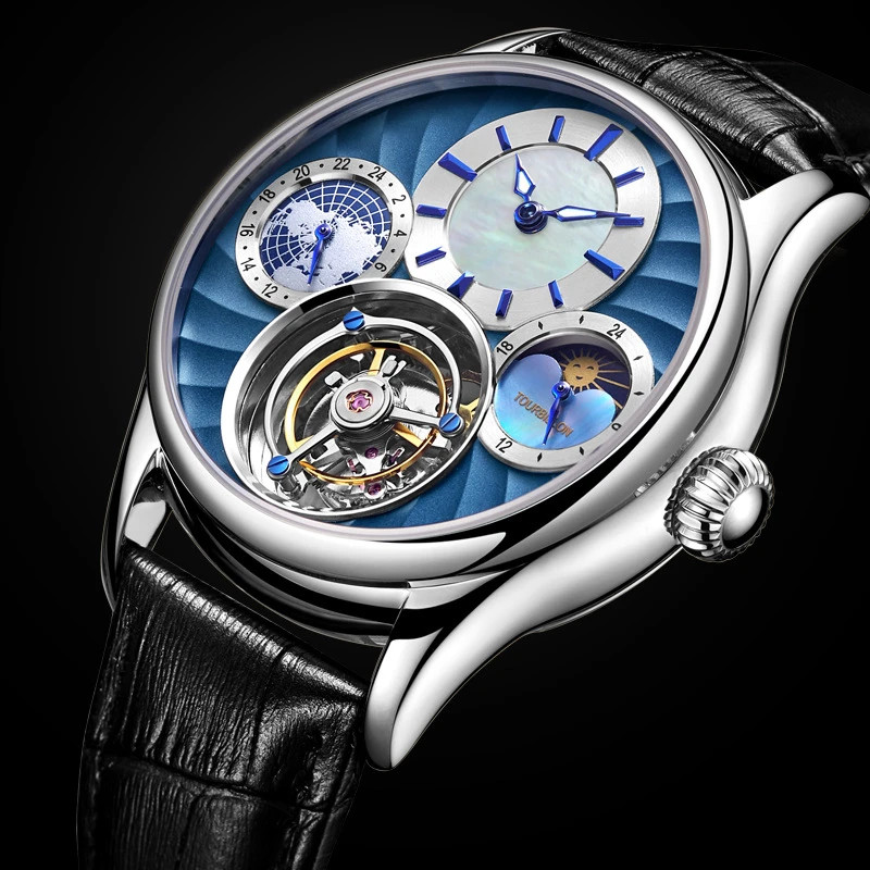 

Tourbillon Mechanical Watch Men's Top Brand Watch Sapphire Mirror Original Tourbillon Hollow Movement Moon Phase Fashion Watch