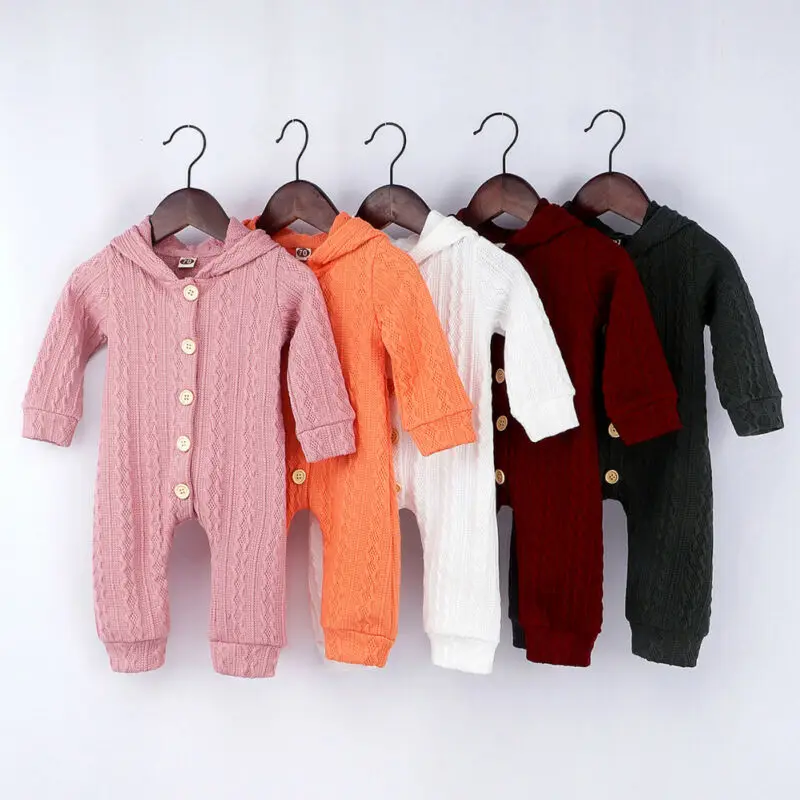  Autumn For Toddler Baby Girl Girls Long Sleeve Knitted Hoodie Romper Jumpsuit Clothes