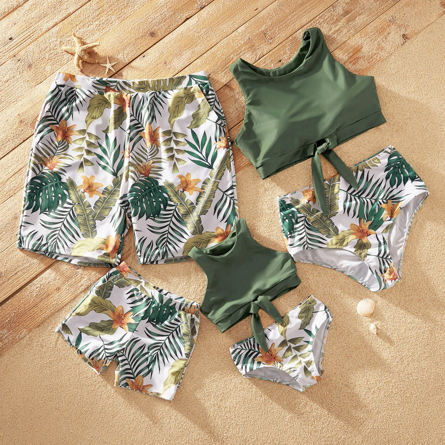 PatPat 2021 New Summer Tankini Floral and Leaf Print Matching Swimsuits