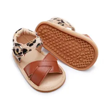 

Toddler Summer Sandals PU Leather Newborn Infant Baby Boys Girls Princess Shoes Leopard Non-slip Rubber Shoes Size 0-24 M