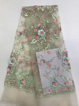 

High Class Evening Dress Material Embroidery Tulle Lace Material French Net Lace Fabric With Sequins PAN201(5Yards/Lot)