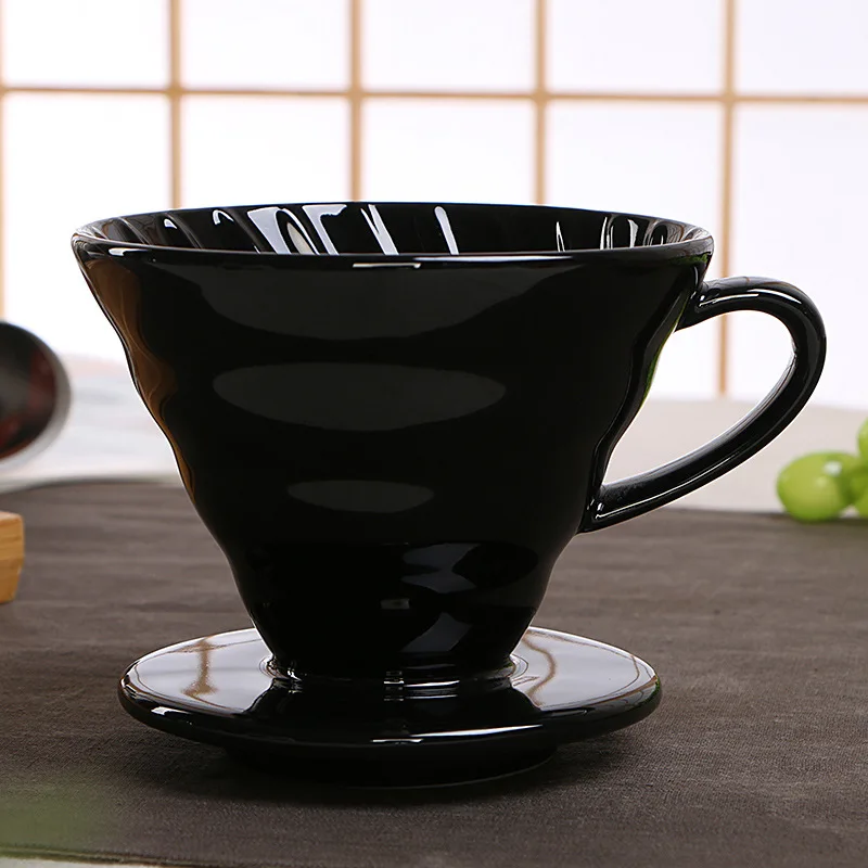 V60 стильная кофейная чашка с капельным фильтром 1-4Cups, Перманентная наполняемая кофеварка с отдельной подставкой, керамическая кофейная капельница с двигателем