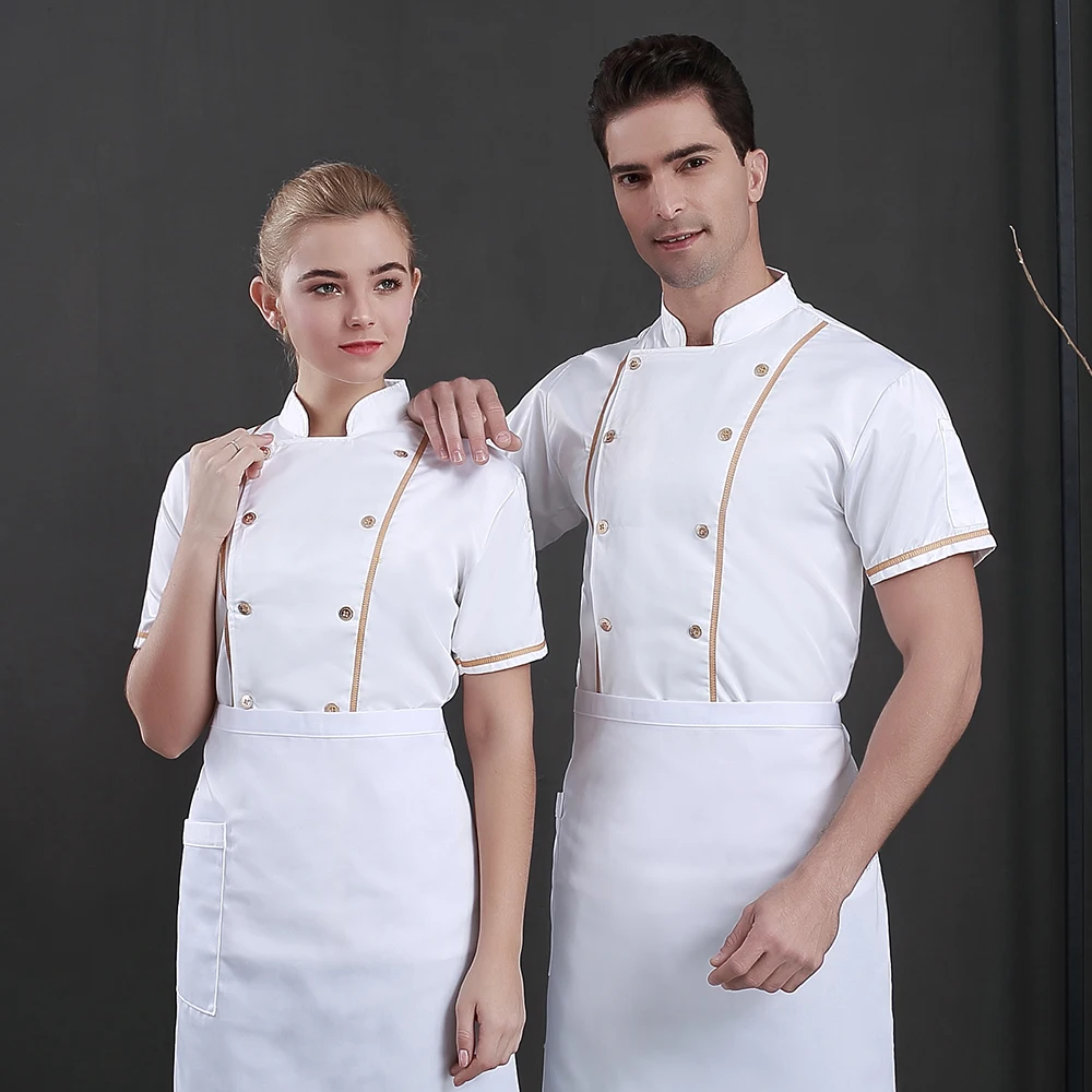 Обслуживание еды Униформа белая куртка шеф-повара с короткими рукавами ресторан отель питание Работа Пальто официантка рабочая одежда кухня шеф-повара одежда - Цвет: jacket