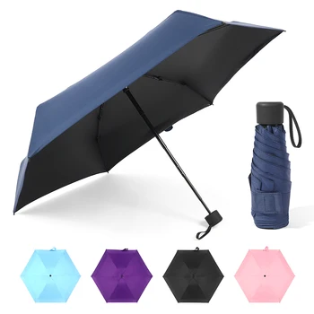 

6 Ribs UV Protection Mini Travel Umbrella Lightweight Folding Parasol Umbrella for Sun and Rain Camping Equipment