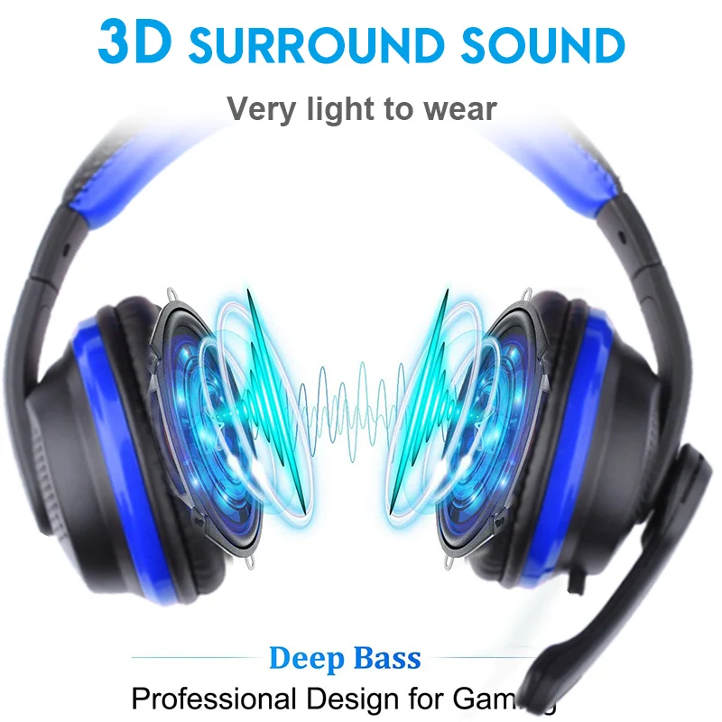 For PS4 Gamer Wired Headphone with Microphone SmartPhone Gaming Headset Music Stereo Helmet Tablet PC Computer Kids Earphone