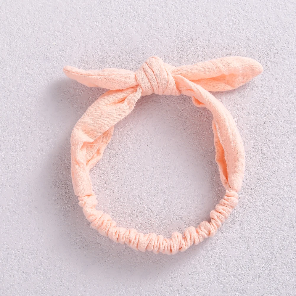 Baby Elastic Hair Bands Girls Cotton Gauze Headband Kids Muslin Knot Accessories Toddler Rabbit Ear Turban Head Wraps Children's Finger Toothbrush