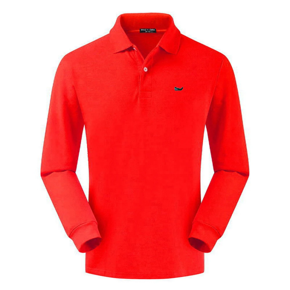 High Quality Spring Autumn 100% Cotton Embroidery Logo Casual Polo Shirts Men's Long Sleeve Polo Shirt 2021 New Arrival Tops Tee