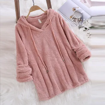 

Autumn and winter solid color long-sleeved hooded fleece sweater coat hoodies sweatshirt hoodie sudadera mujer kpop!