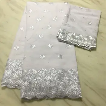 

swiss voile lace fabric white cotton embroidery lace fabric 2020 high quality 5+2yards african nigerian lace fabrics for dress