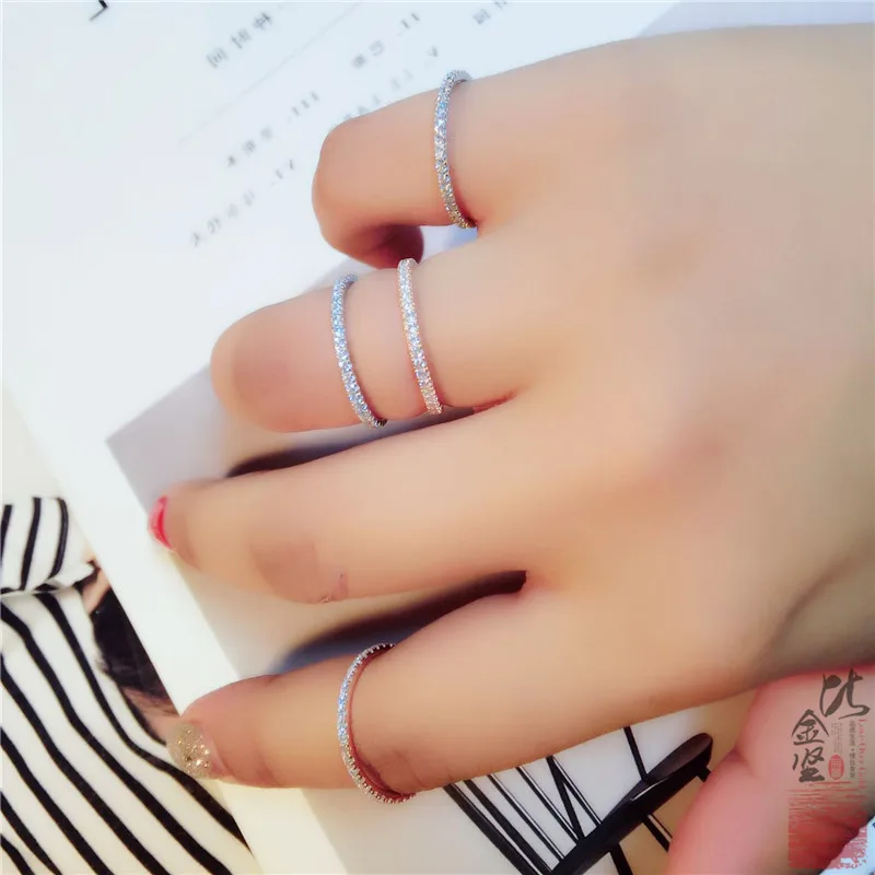 

925 Silver Rings for Women Simple 2019 Classic personalized Wedding Ring exquisite cz Rhinestone inlay Fashion Female Jewelry
