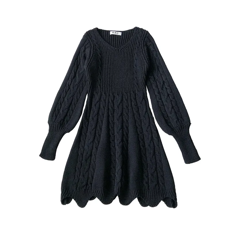 Neploe, зимнее новое ретро платье-свитер с длинными рукавами и v-образным вырезом, вязаные платья средней длины, бодикорн Vestidos 55928