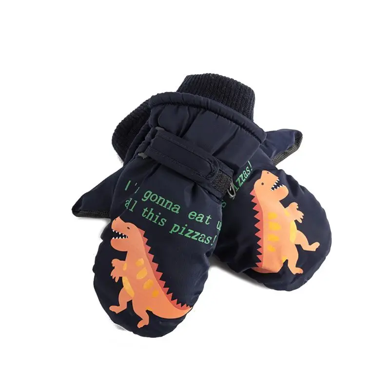 Черный Детские зимние теплые ветрозащитные перчатки для мальчиков и девочек, лыжные перчатки для велоспорта, альпинизма, водонепроницаемые - Цвет: Черный