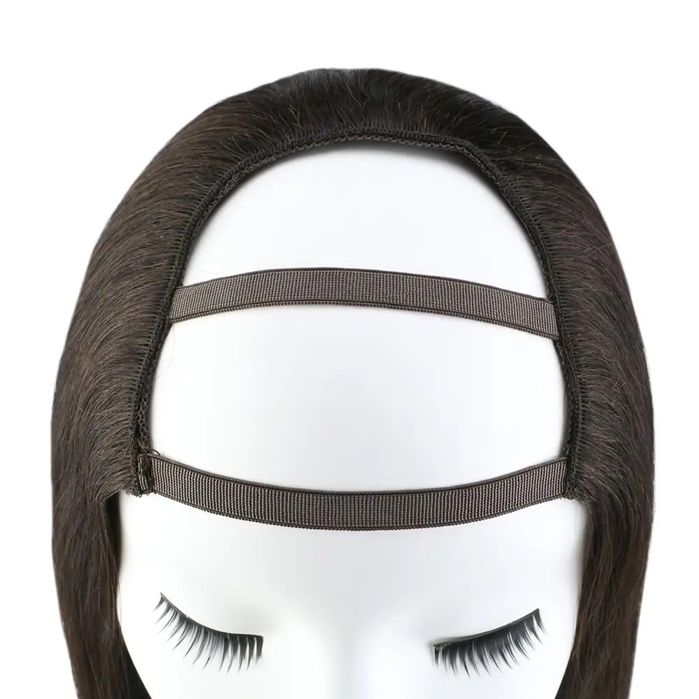 VeSunny один кусок U часть половина парик настоящие человеческие волосы с клипсами на темно-коричневом#2 12-24 дюймов машина remy волосы