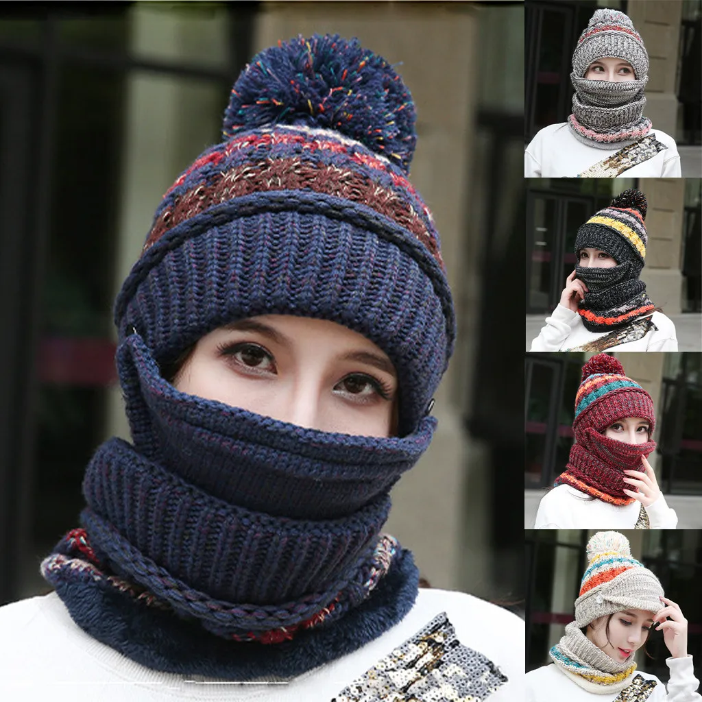 Дизайн унисекс многофункциональная зимняя теплая маска Шарф шапка Лоскутная утолщенная термальная маска шарф шапка рождественские подарки
