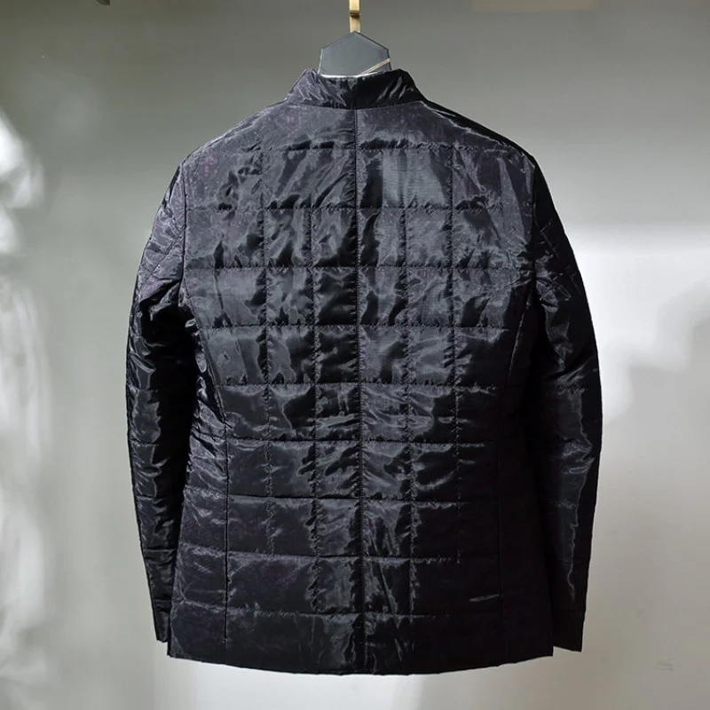 

Парка мужская однобортная из хлопка, брендовая Тонкая Повседневная Уличная мода, черная облегающая верхняя одежда с длинным рукавом, зима