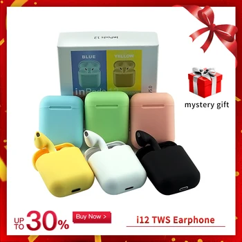 

i12 Tws Black Wireless Earphone In-ear Earbuds I12 Bluetooths 5.0 Earphone Stereo Music Headset Macaron Case for Iphone Xiaomi