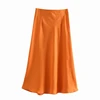 Solid Satin Elastic waist Women Midi Skirt 2022 New Fashion Casual Lady Slim A-Line Skirts P1596 ► Photo 2/6