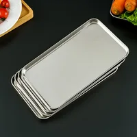 Rectangle Stainless Steel Tray Buffet Presentation Tray Metal Food Serving Plate Rice Noodle Pan Home Dishes Storage Organizer 1
