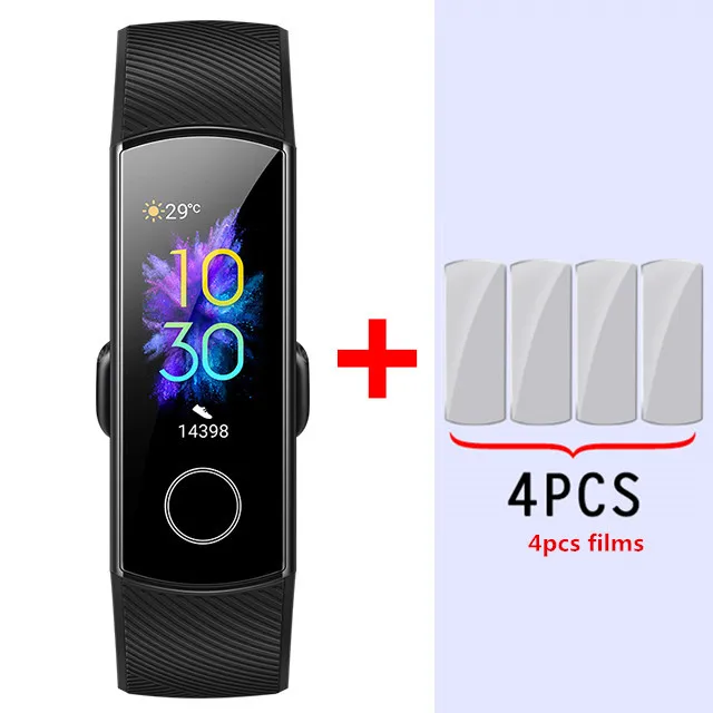 Black add film Смарт-браслет huawei Honor Band 5 Wirstband с кислородом и сенсорным экраном для плавания, фитнес-трекер, браслет для измерения пульса и сна - Color: Black add film
