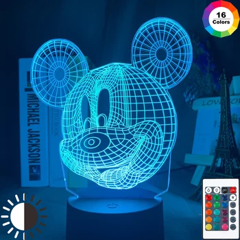 

Mickey Mouse Head Hologram 3d Lamp Night Lights for Kids Child Bedroom Decorative Lighting Cool Gift for Christmas Decor Lights
