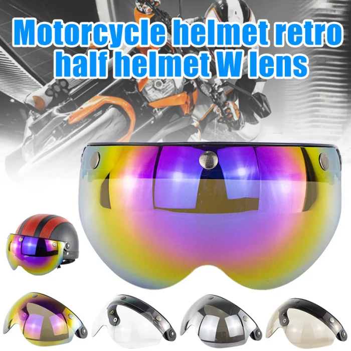 Ветрозащитный мотоциклетный шлем объектив винтажный козырек лицевой щит солнцезащитные очки 3 кнопки шлем аксессуары C44