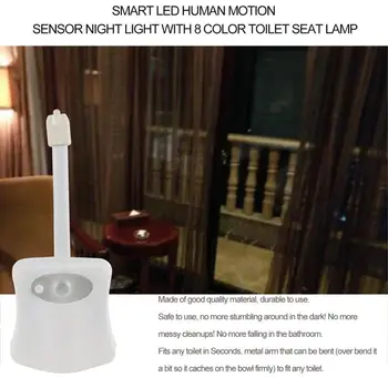 

Smart LED Human Motion Sensor Activated Toilet Night Light Bathroom With 8 Color Toilet Seat Lamp Automatic Sensor Seat Light