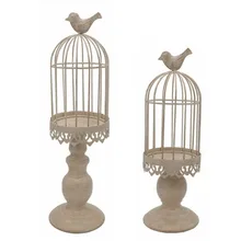 Escritorio jaula de pájaro candelabro decoración hogar soporte de vela creativos adornos para velas mesa de comedor ornamentos