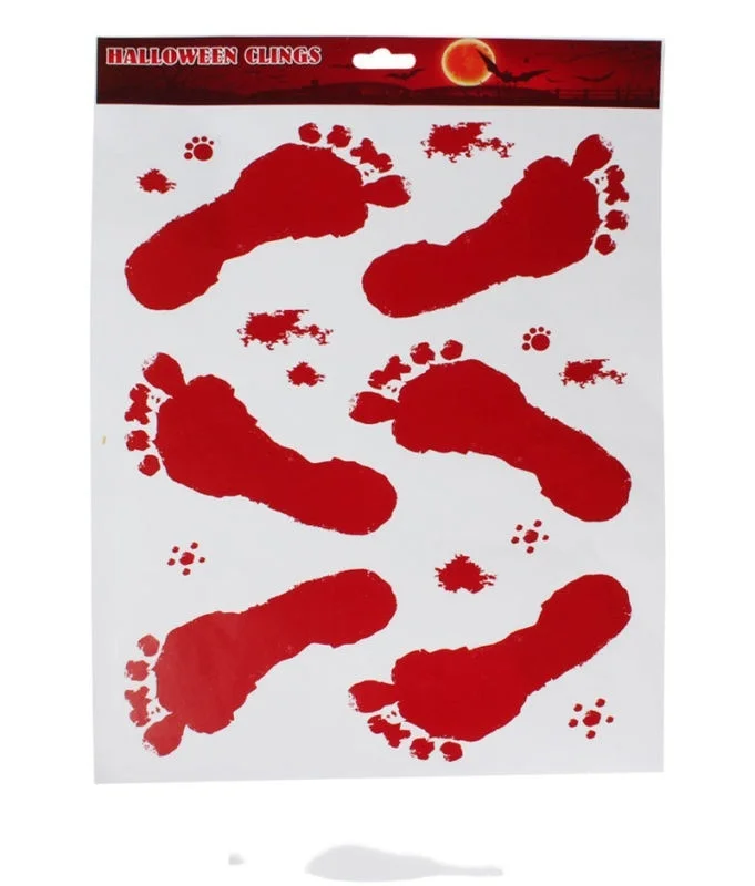 

Halloween Horrific Blood Hand Foot Window Glass Sticker Window Sticker Broken Bloody Hand and Foot Bedroom Wall Stickers