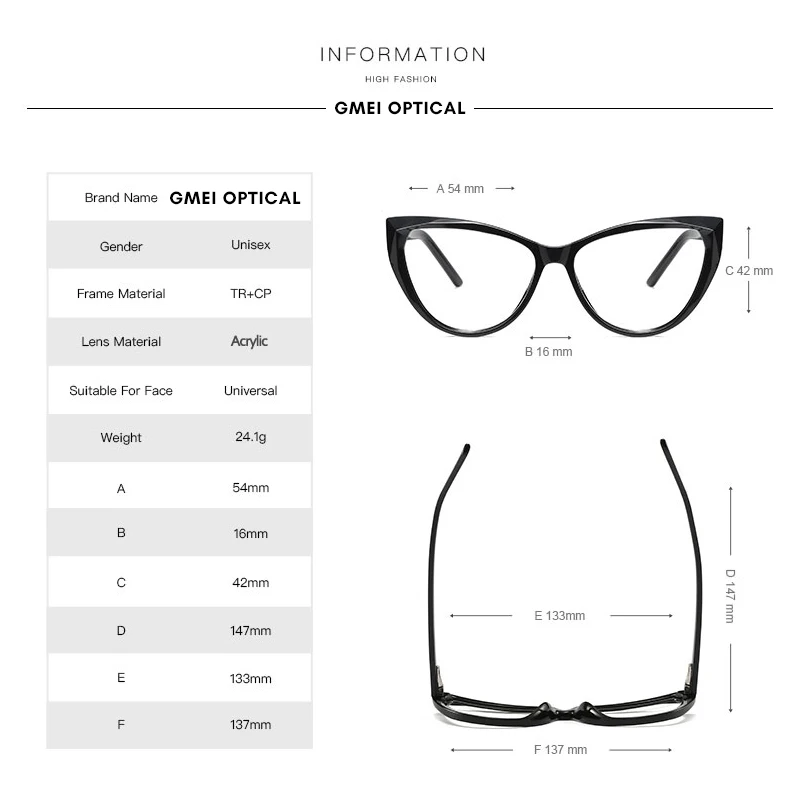 Gmei Optical Transparent Clear Glasses Frame Cat Eye Eyeglasses Frames Women Fashion Prescription Spectacles 2003 eyeglasses frames eyewear frames women glasses fashion eyeglasses