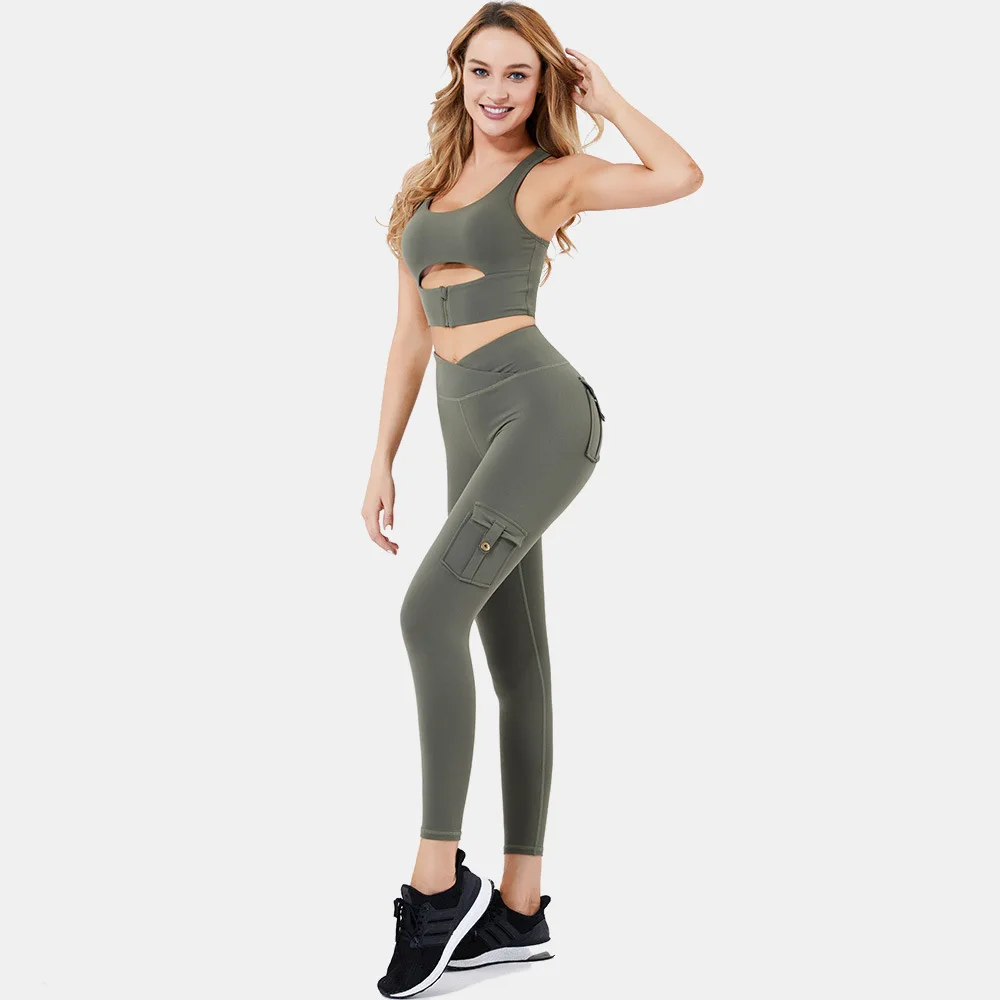 

Fitness Women Yoga Set Gym 2-Piece Bras+Seamless Leggings Push Up Pants Exercise Padded Workout Running Suit Sportswear Athletic