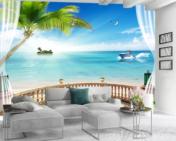 

Wallpaper Paper Modern Mural 3d Wallpaper Beautiful Island Seascape Romantic Scenery Decorative Silk 3d Mural Wallpaper