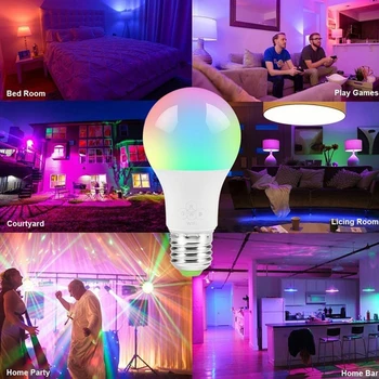 

9W WiFi Smart Light Bulb E27 LED RGB Lamp Work With Home Smartphone 100-265V RGB White Dimmable Timer Function Magic Bulb #