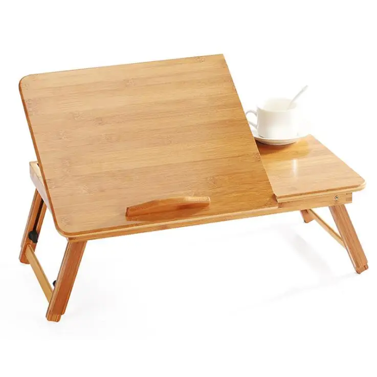 Adjustable Bamboo Notebook Table Lazy Bed Folding Desk  Studying Desk Small Dining Table with drawer