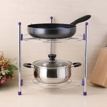 

2/3/5 Tiers Pan Pot Rack Cookware Holder Storage Rack Metal Multi-Layer Kitchen Pantry Cabinet Counter Shelf Organizer Rack