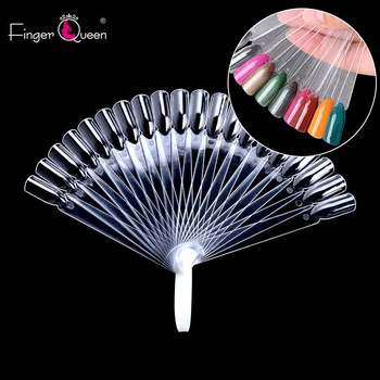 

FingerQueen 20 Nail Color Card Demountable Tips Fan-shaped Design Nail Art Practice Training Polish Color Holder Display Chart