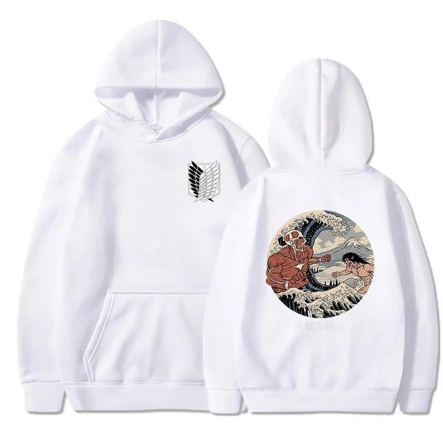 Anime Hoodie Attack on Titan Hoodied Long Sleeve Streetwear Harajuku Sweatshirt Men/Women Unisex Sport Hoody Oversized Tops White2