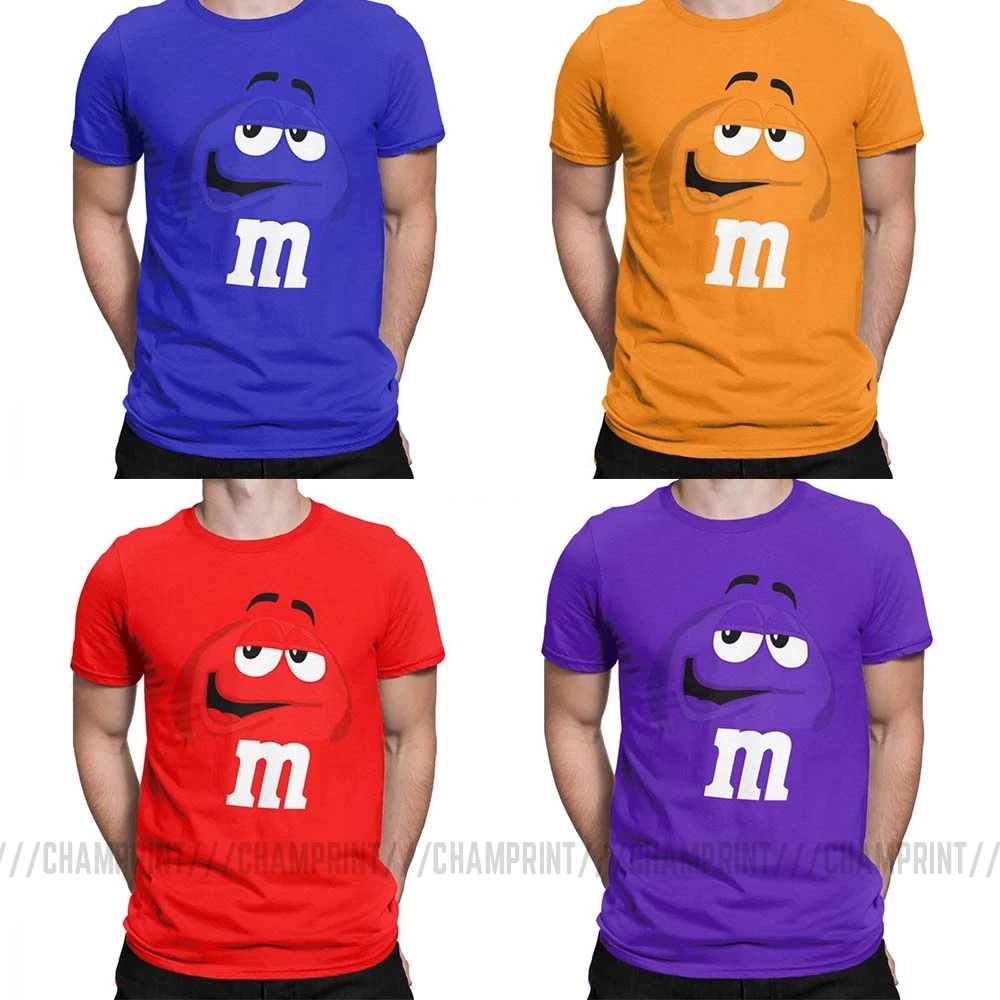 M&M's Chocolate Candy Character Face Tees Short New Fashion T Shirt Men's Pure Cotton Amazing T-Shirt Sleeve Tops Plus Size