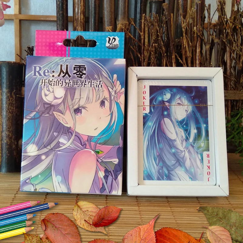 Anime Re Zero Starting Life Playing Cards Gifts Deck Poker Set Cards With Box Gift Collection Costume Props Aliexpress