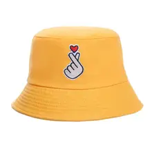 SANWOOD складные защелки палец сердце вышивка унисекс Открытый ведро кепки рыбак шляпа от солнца