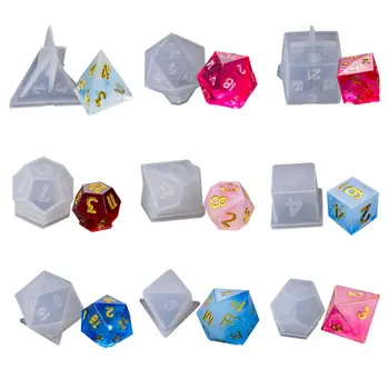 

9 Pack Resin Dice Molds, DIY Crystal Epoxy Mold Triangle Dice Fillet Shape Multi-spec Digital Game High Mirror dice mold
