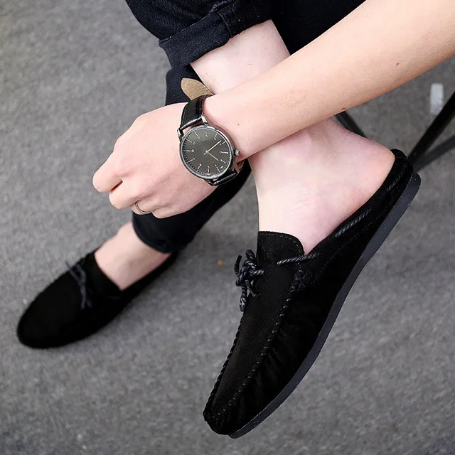 

Ban tuo xie Men Shoes Summer No Heel Driving Moccosins Anti-slip Sandals Men's chao tuo Slippers Outdoor Sandals