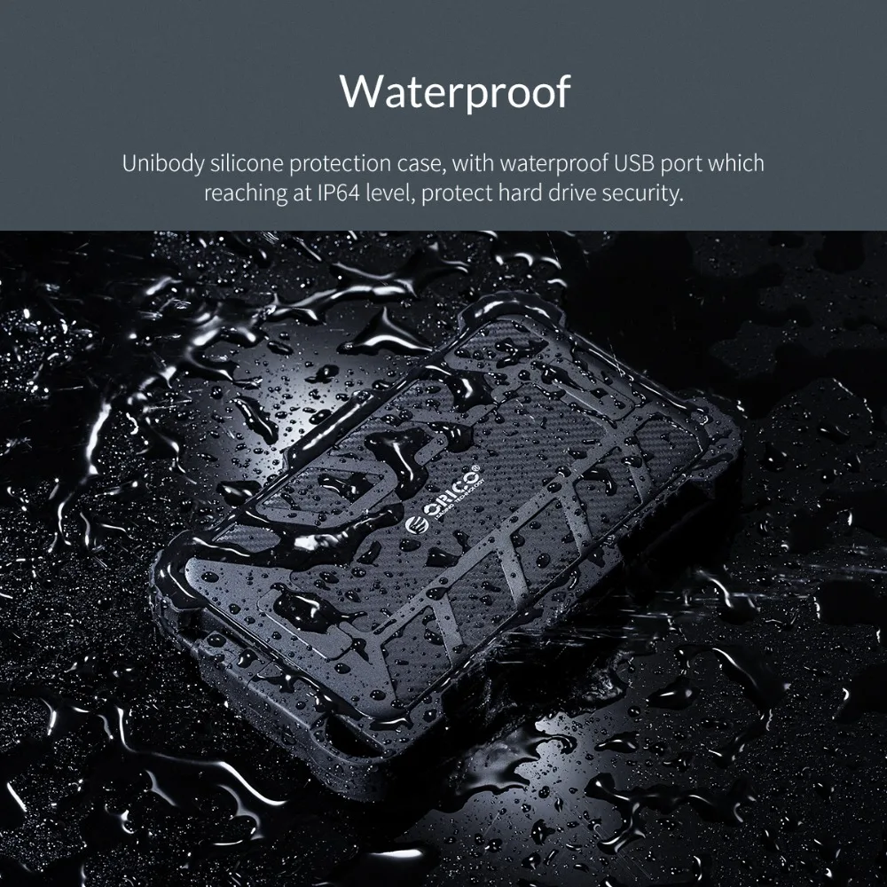 ORICO 2.5 inch HDD Enclosure Outdoor Waterproof Shockproof Dustproof Hard Disk Box SATA3.0 to USB HDD Case with Portable Hook