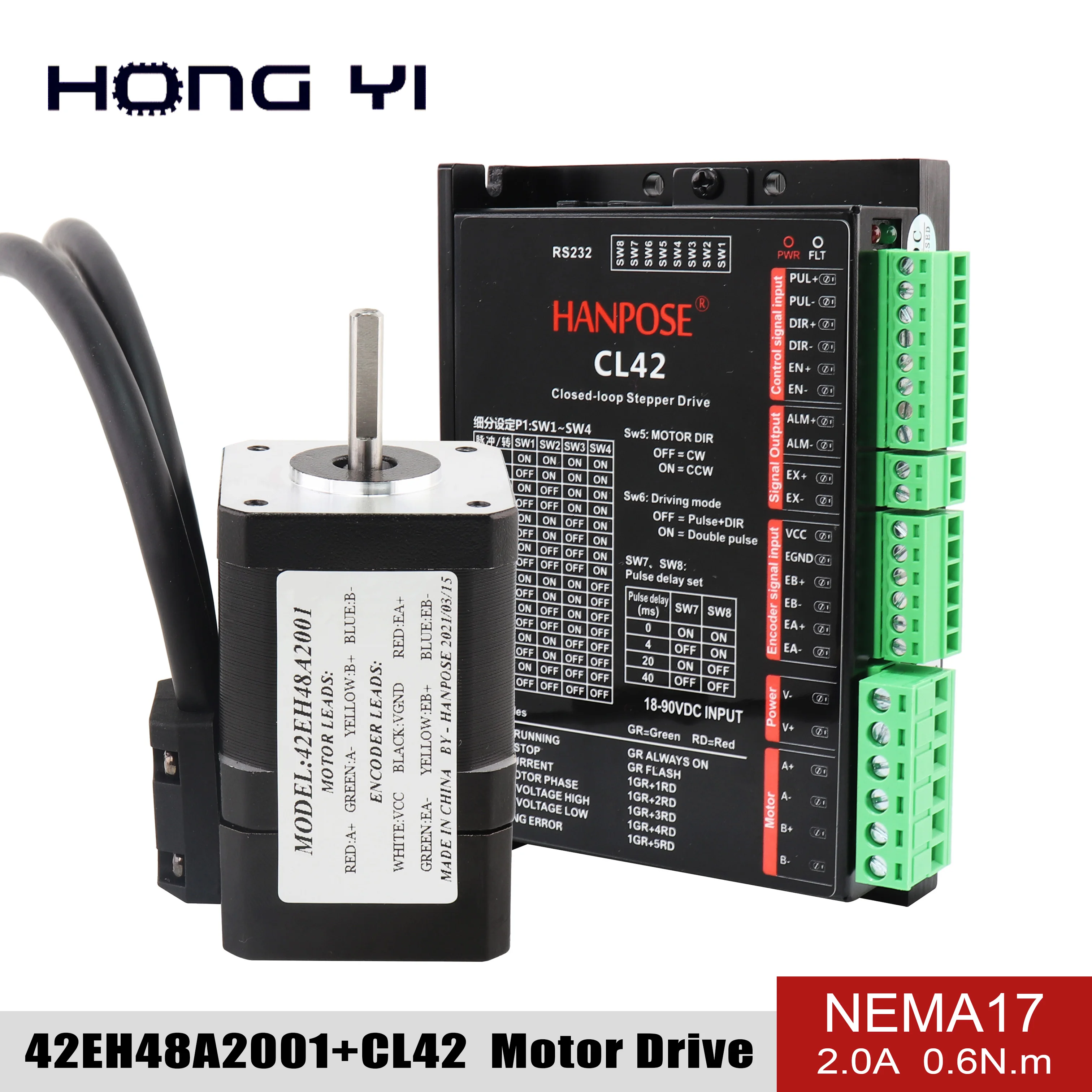 42EH48A2001 + CL42 комплекты шаг-серводвигатель 48 мм 2.0A 0.6N.m NEMA17 замкнутый контур DC18-90V