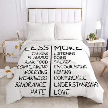 

3D Duvet Cover with Zipper Comforter/Quilt/Blanket Cover 200x200 200x220 3D Nordic Bedding White Letter Customize size/design