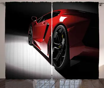 

Nursery Curtains Modern Speed Sport Car Fancy Vivid Toned Exquisite Stylized Automobile Image Living Room Bedroom Window Drapes