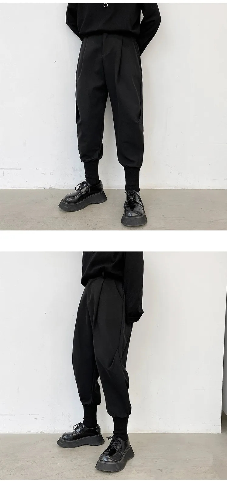 Fashion Streetwear Men Harem Pants HipHop Baggy Tapered Trousers Elastic Waist Cuffed Ankle Casual Joggers Man Sweatpants Bottom genie pants