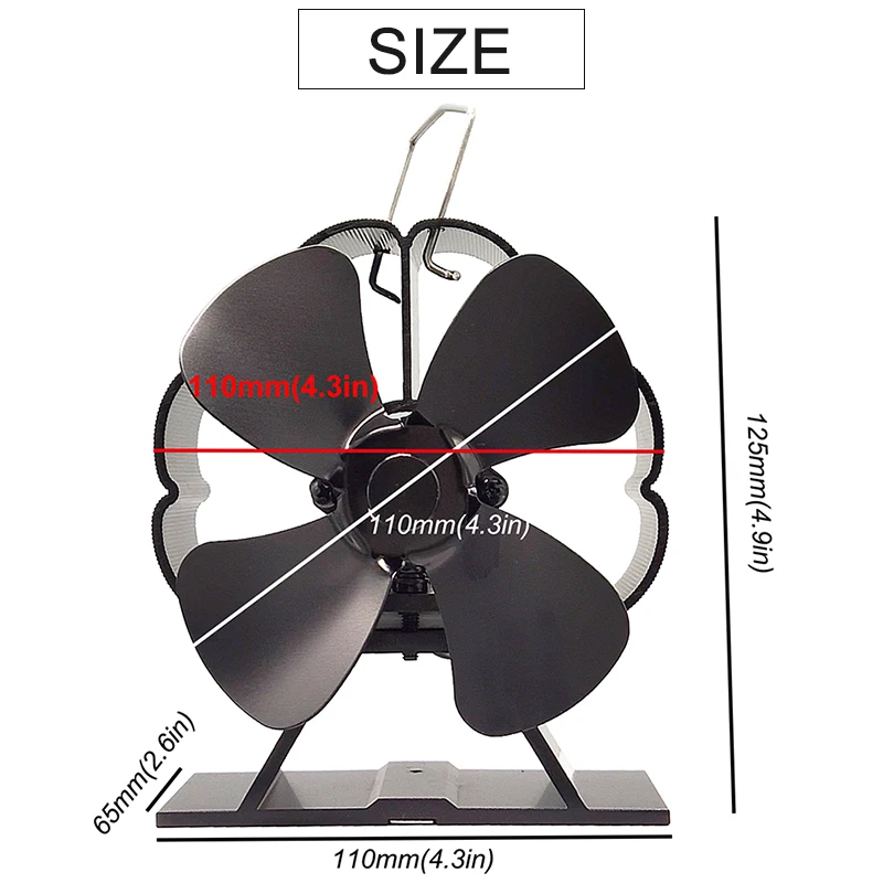 Мини черный камин 4 лопасти вентилятор для печи, работающий от тепловой энергии komin бревно горелки эко Silnet вентилятор дома эффективное распределение тепла