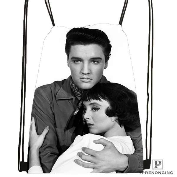 Drawstring Backpack Пользовательский Presley Элвиса походная сумка на шнурке милый рюкзак для детей(черная спинка) 31x40 см#180531-03-07 - Цвет: Drawstring Backpack