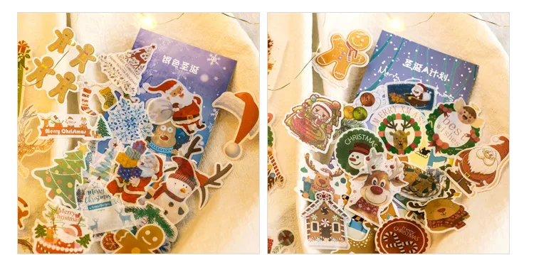 60 pcs Christmas Stickers Cute Stickers Bullet Journal Stickers Scrapbooking Decoration Christmas Gift for Kids Stationery